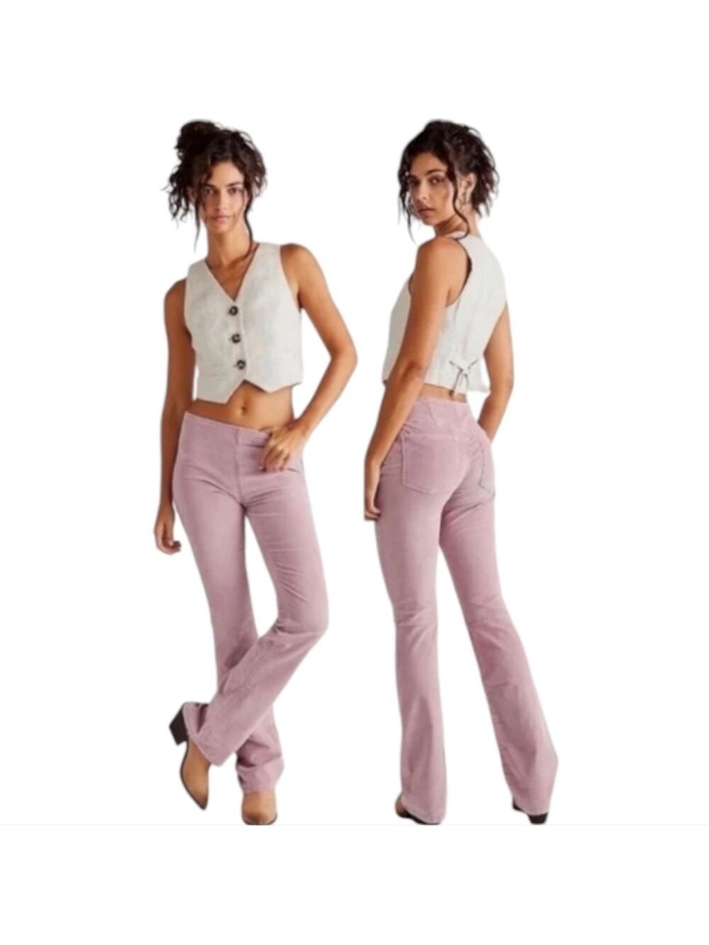 Free People We The Free Corduroy Dusty Mauve Flare Pants Size 30